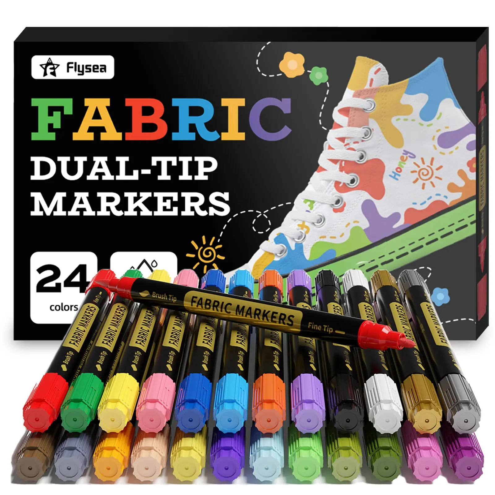 Fabric Paint Pen for Clothes, DIY Waterproof Colorful Fabric Marker, Kids' Textile Brush for Hand Drawing, Creative T-Shirt Stencils