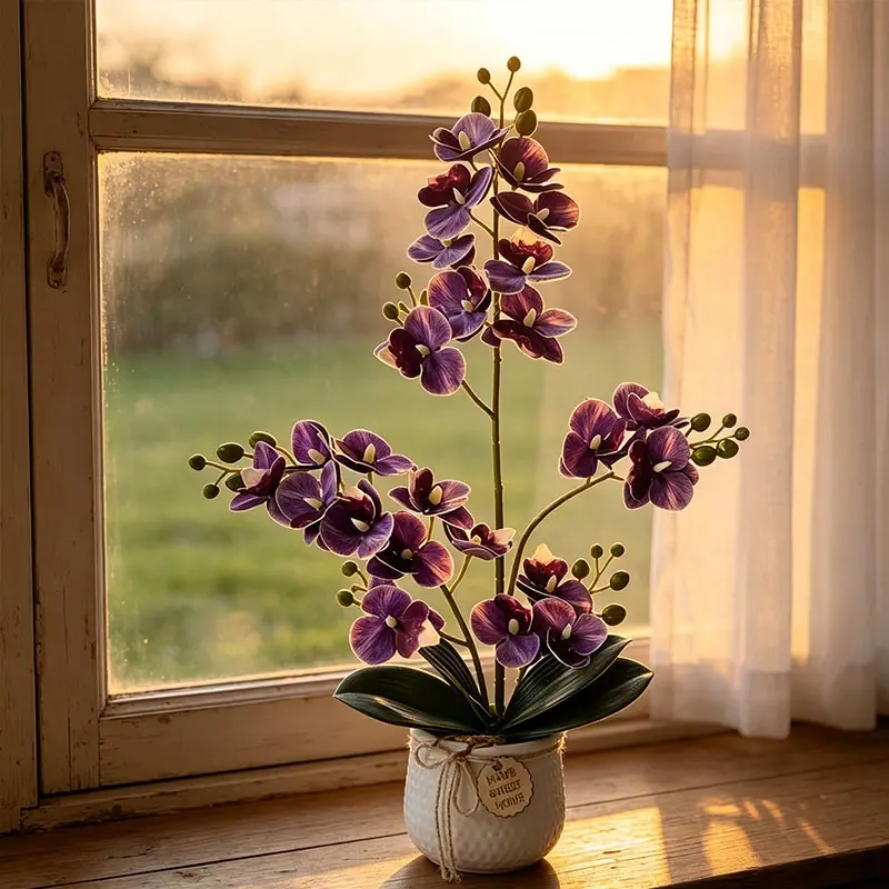 24 Pcs Artificial Butterfly Orchid Planters, Home Desktop Decorative Fake Flowers, Indoor Outdoor Garden Arrangement, Flower Pot Ornaments