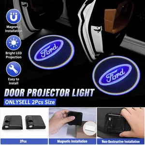 2PCS LED Wireless Magnetic Car Door Logo Projector Lights HD Welcome Ghost Shadow Lamp for Ford F150 Mustang Focus Fiesta Ranger Explorer Escape