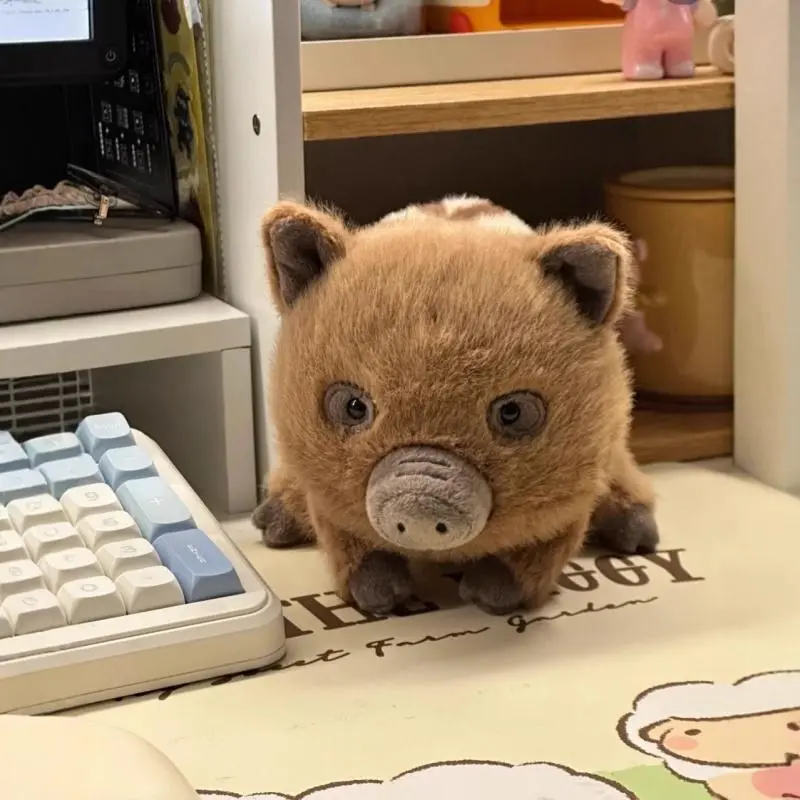 15cm Realistic Wild Boar Plush Toy Cartoon Stuffed Brown Pig Plushies Cute Brown Pig Doll Soft Birthday Gift For Animal Lovers