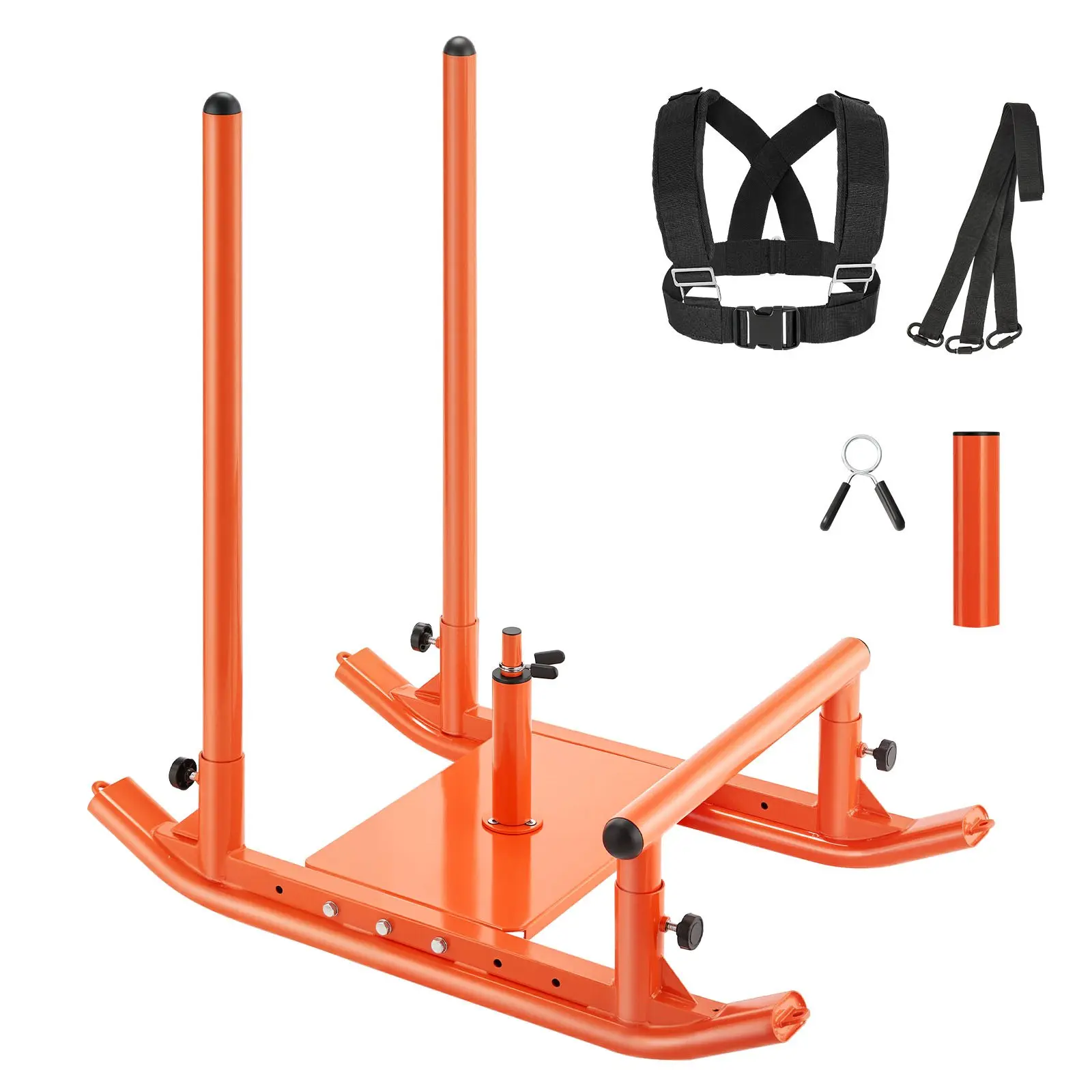 Weight Sled, Steel Power Sled, Fitness Strength Training Sleds for Athletic Exercise Speed Improvement, Workout Fitness Equipment with Handle, Compatible with 1/2 in Weight Plates, Orange