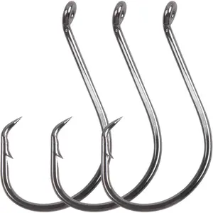 Circle Hooks 2X Strong Fishing Hooks Saltwater Surf Fishing Catfish Fishing Hooks Black Nickel High Carbon Steel Octopus Offset Fishing Hooks