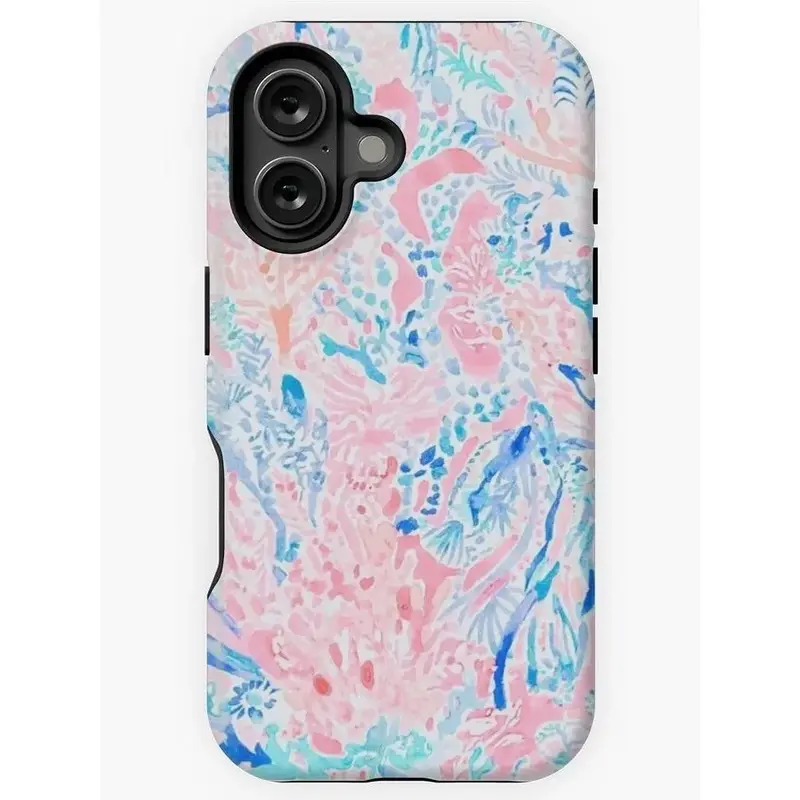 Blue and Pink Warm Water Design iPhone Case - Durable, Shock-Absorbing,  Cellphone Accessories for iPhone 12,13,11,14,15,16,17 & Plus/Pro/Pro Max - Great Birthday Gift for Friends