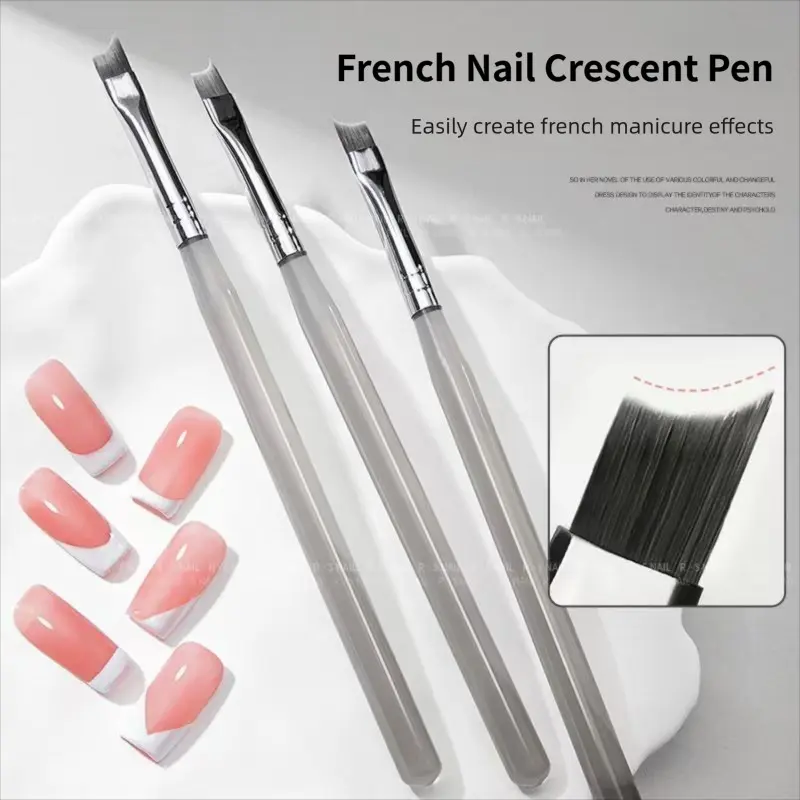 1/2/5PCS French Crescent Nail Brush Set, Half Moon Curved Brush for French Tip Gel Acrylic DIY Manicure