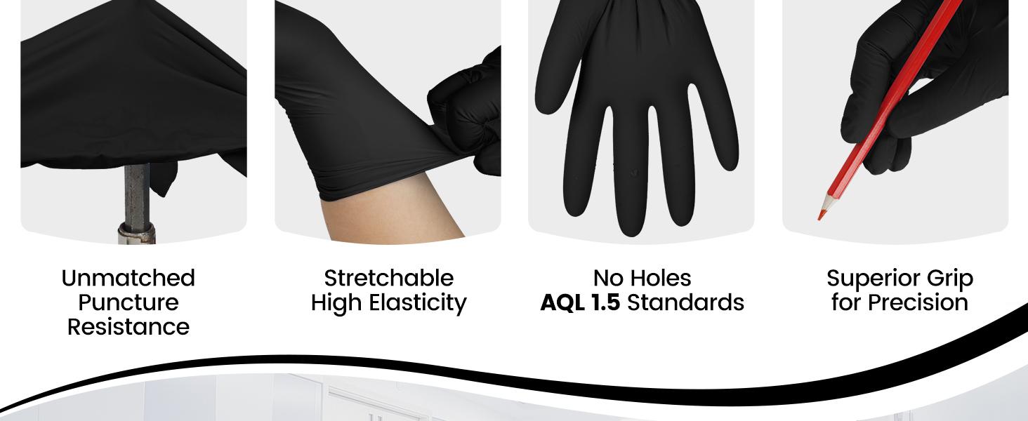6 Mil Black Nitrile Gloves Large – Duty Disposable Latex & Powder Free, Chemical Resistant, Textured Grip for Industrial, Mechanic, Food Handling – 100 Count 6 Mil Black Nitrile Gloves Large – Duty Disposable Latex & Powder Free, Chemical Resistant, Textured Grip for Industrial, Mechanic, Food Handling – 100 Count