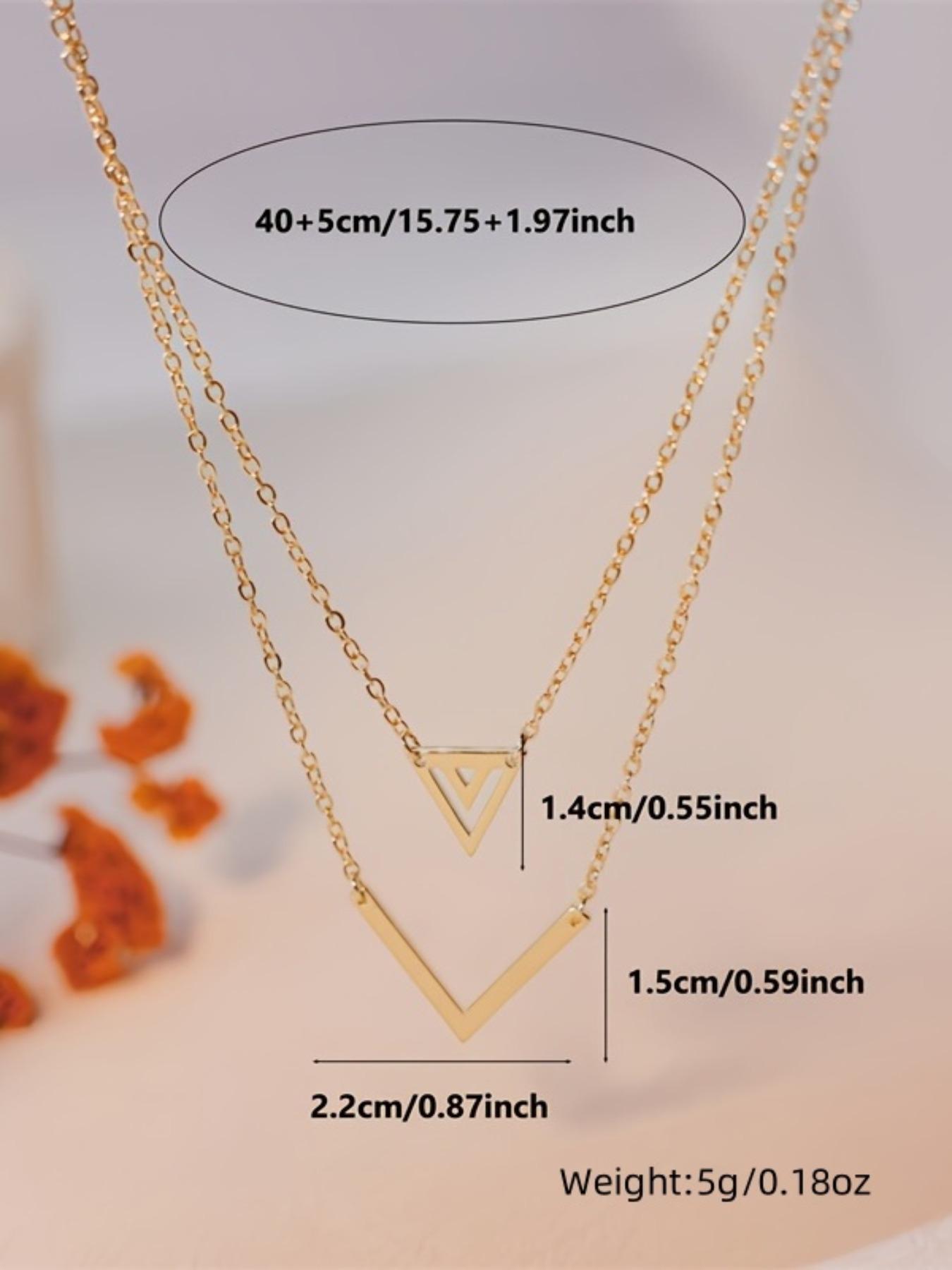 Women's Elegant V-shaped Hollow Triangle Pendant Necklace, Exquisite Trendy Layered Necklace, Chic Vintage Jewelry As Gift for Girlfriend