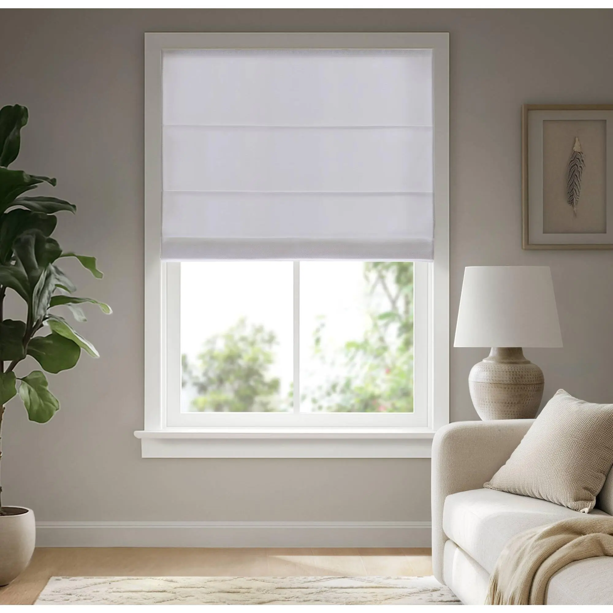 ARCH 23x64 Inch Cordless Roman Blind Fabric Window Shade Light Filtering Privacy Room Darkening Easy Install for Living Room Bedroom Kitchen Home Office, 1 Piece, Home Furniture and Household Product Search Terms for US Online Shopping