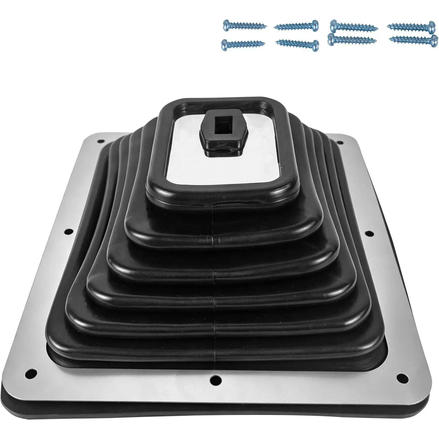 Performance 6284  Shift Boot 9.06"x8.07" Chrome Trim | Large shift boot fits  floor-mount manual and automatic transmissions. Chrome trim ring adds style. Durable construction.