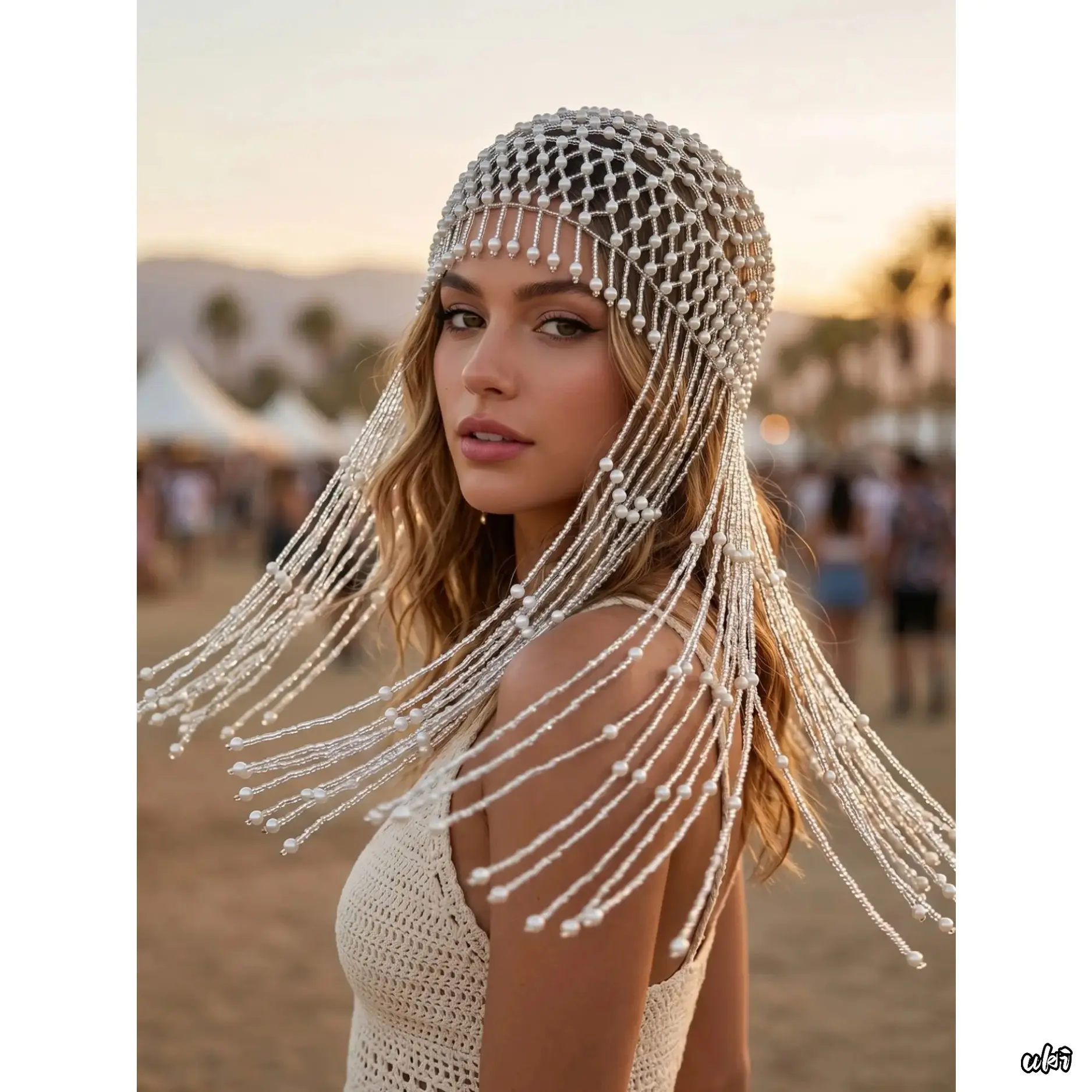 Long Fringe Juliet Hat, Multi-Color Choice, Party Festival Bride Hair Net, Stunning Artificial Pearl Headpiece, Elegant Accessory, Bridal Hairpiece, Bridal Hair Pieces, Wedding Hair Accessories