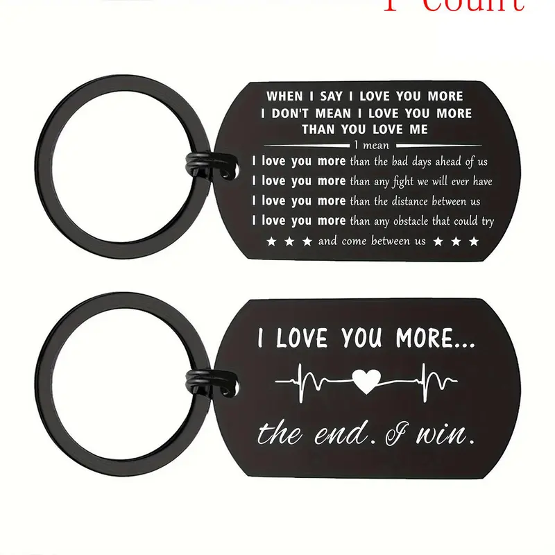Couple Keychain, Personalized Cute Letter Pattern Keychain for Men & Women, Stainless Steel Keychain for Birthday Gift, Anniversary Gift