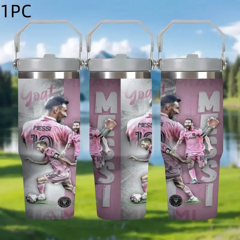 1pc 30oz 900ML Messi stainless steel insulated cup, can only be hand washed，Suitable for hiking, office, travel, picnic, camping. It is the perfect gift for Father's Day, Christmas, Valentine's Day, Mother's Day and Halloween