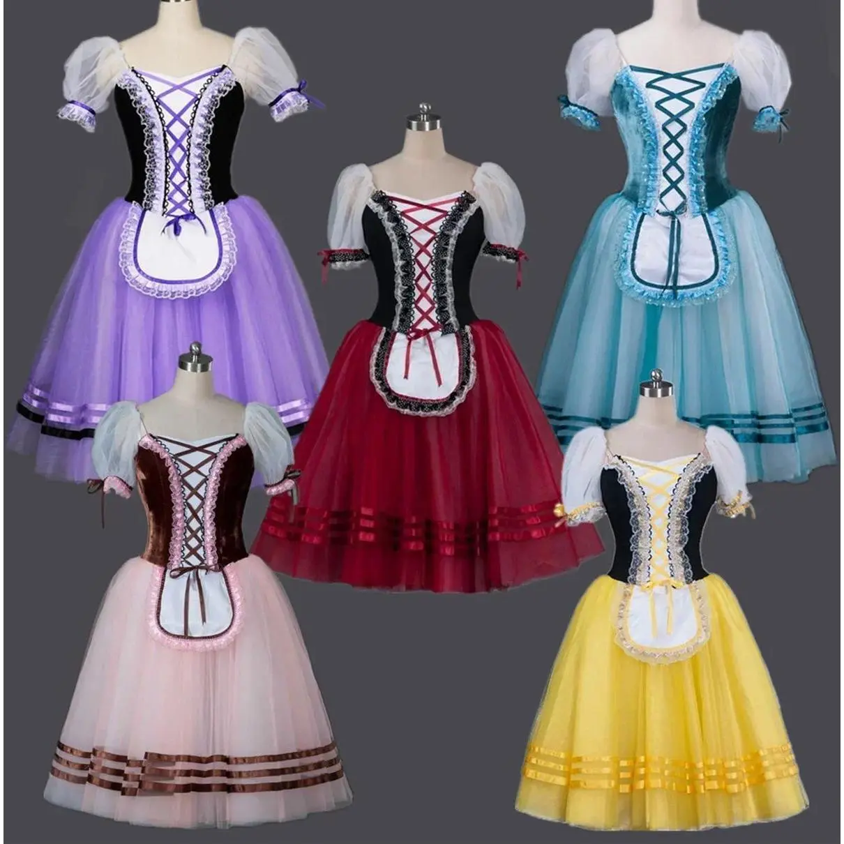 Red Giselle Ballet Dance Ballerina tutu Dress For Girls Women Stage Performance Costume Long Ballet Dancing Dresses