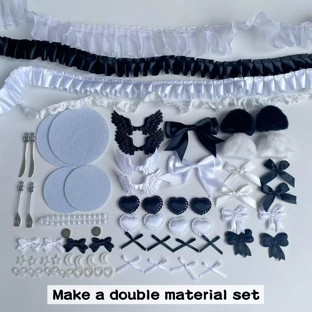Bar chirp color material pack set collection girly pink bow lace accessories pain bag support accessories
