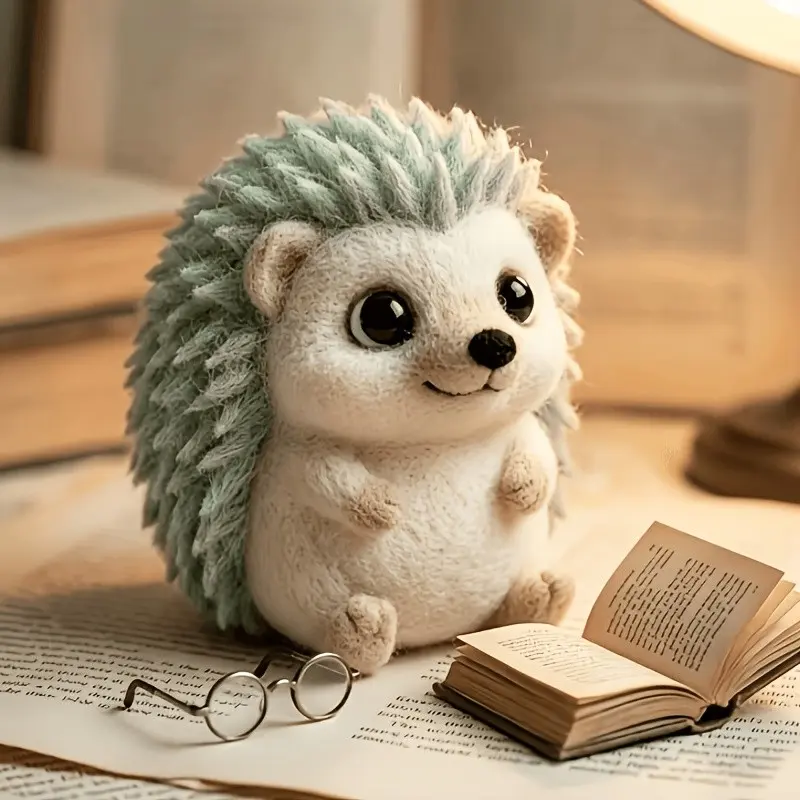 Hedgehog Needle Felting Kit, Wool Felt Material Pack for Beginners, DIY Felt Craft Set, Adult Handmade Fun, Birthday Gift