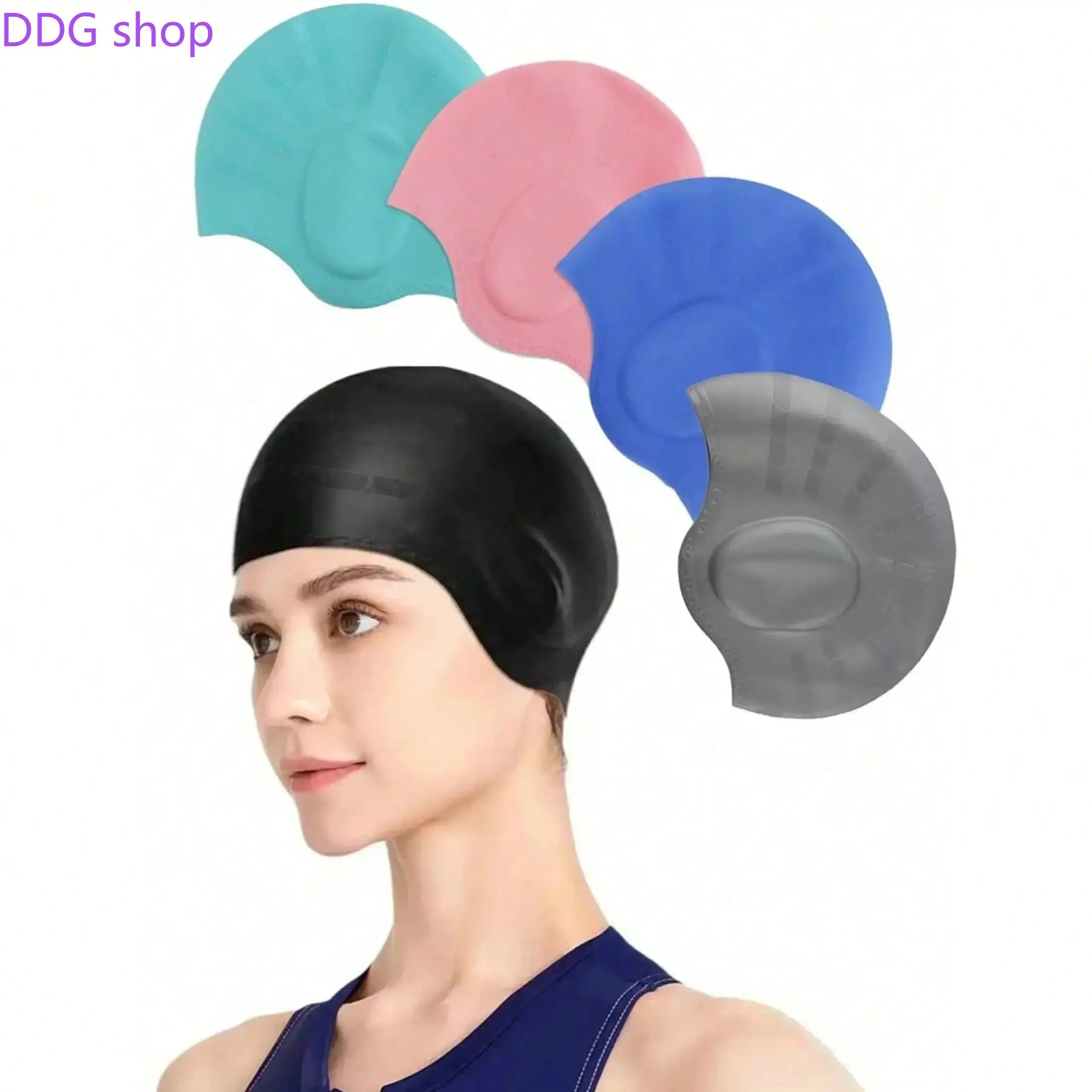 Silicone Waterproof Swim Cap with Ear Protection,  Unisex Design Suitable for All Hair Types