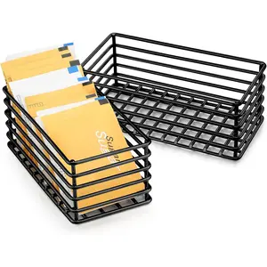2 Pcs Sugar Packet Basket Sugar Packet Rack Small Caddy Iron Organizer for Coffee Bar Tea Storage, 4.5" x 2.25" x 1.75"(Black)