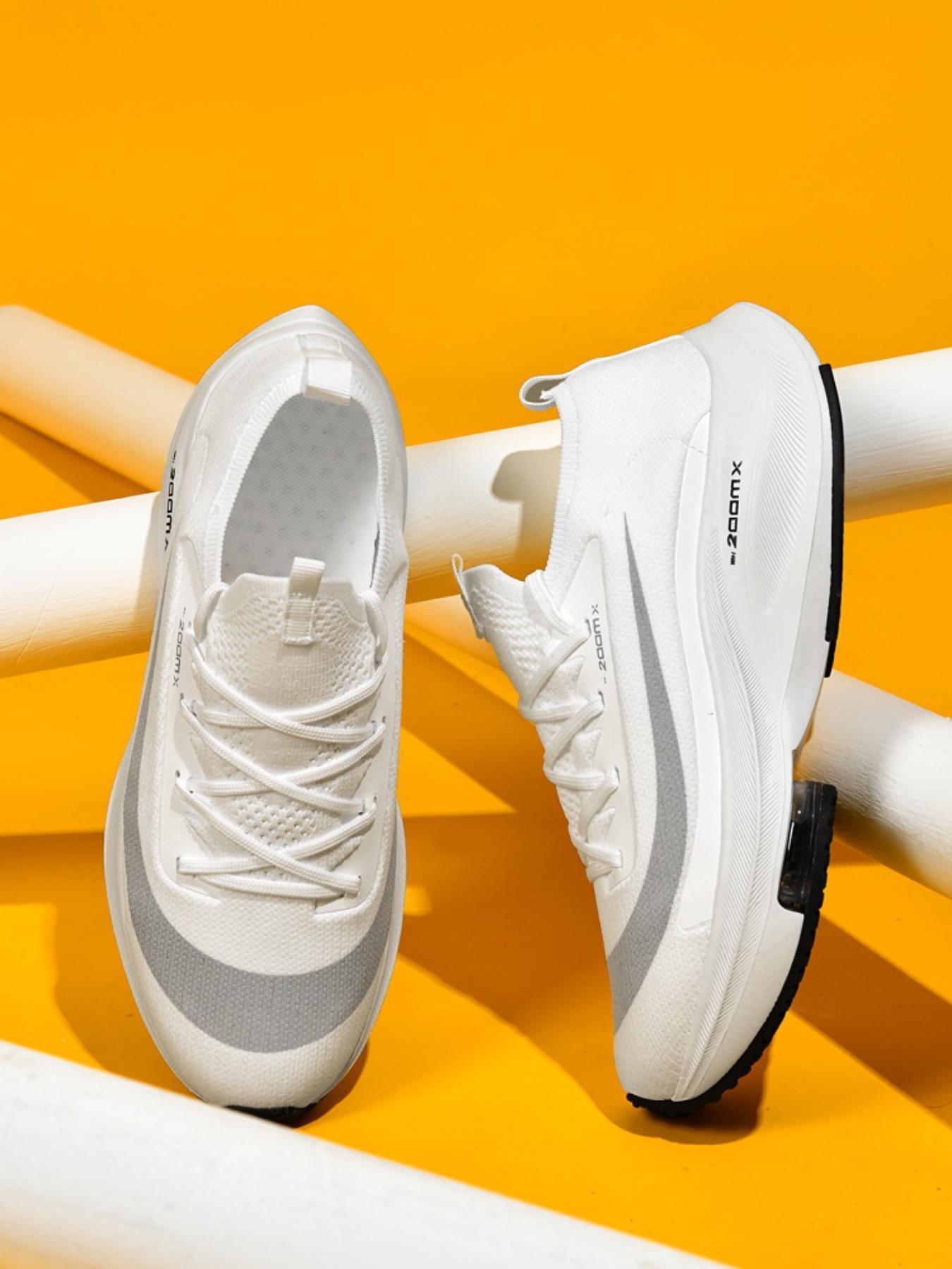 Unisex Letter & Striped Print Casual Breathable Sneakers, Air Sole Sneakers for Daily Wear, Versatile Athleisure Style, Fashionable Running Shoes