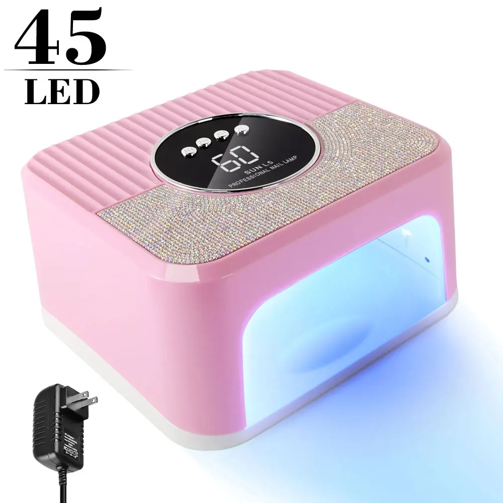 Luxury Rhinestone UV LED Nail Lamp, LED Manicure Lamp, SUN L5 45 LEDs Fast Curing Dryer Nail Light with Magnetic Absorption Base, Ideal Gift for Women & Nail Art Lovers, Nail Care