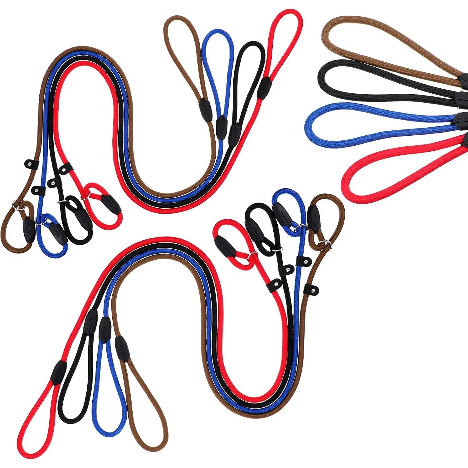 12 count  Slip Leads, 4.6 FT Nylon Rope Leash with 4 Colors, Adjustable Heavy Duty No Pull  Leash for Small Medium Dogs