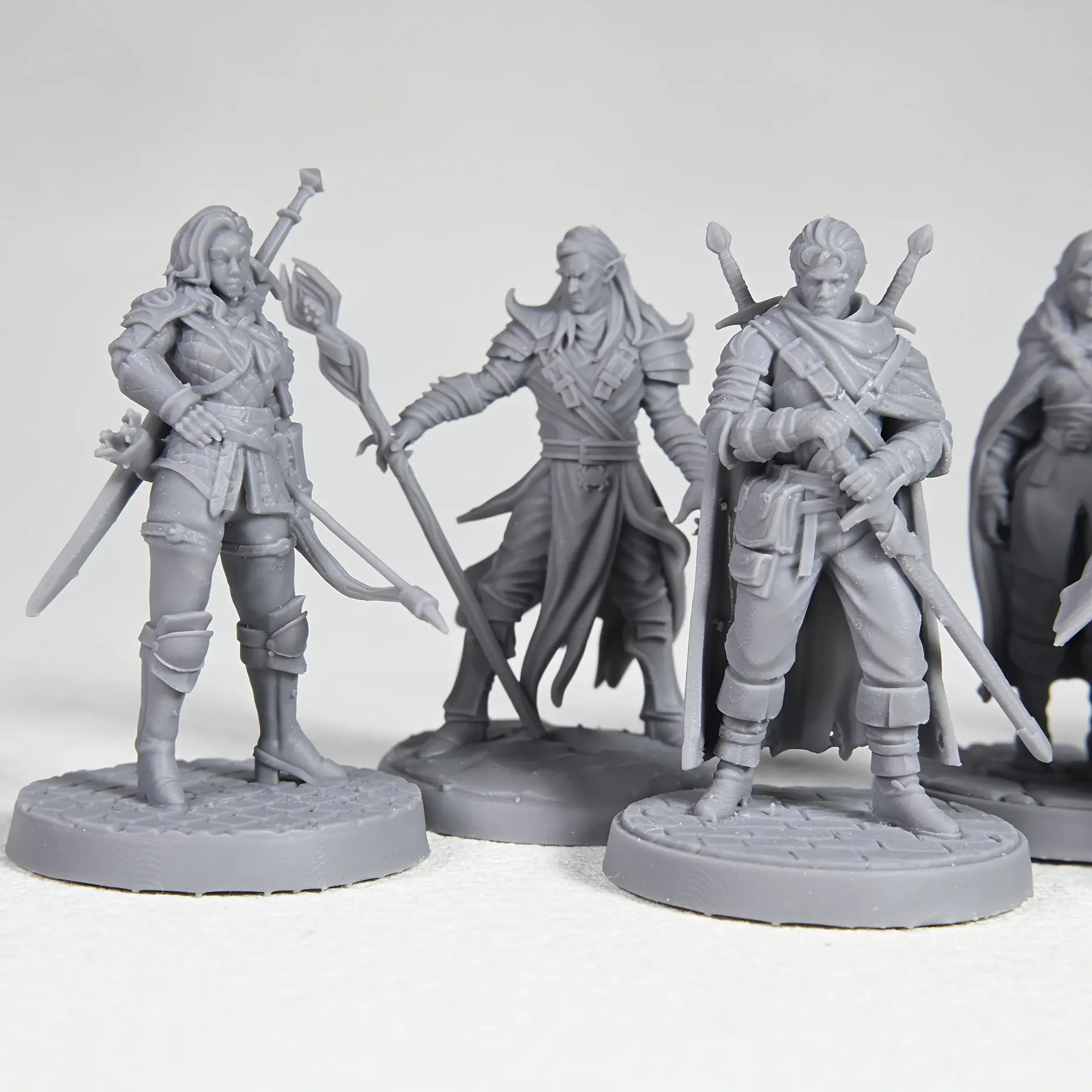 Ultra-High Precision DND Tabletop Miniature Set - PC Adventurer Squad Pack (Mage, Warrior, Scholar, Archer) with 25mm Base | Collector's Item for Tabletop Game Enthusiasts, Gift