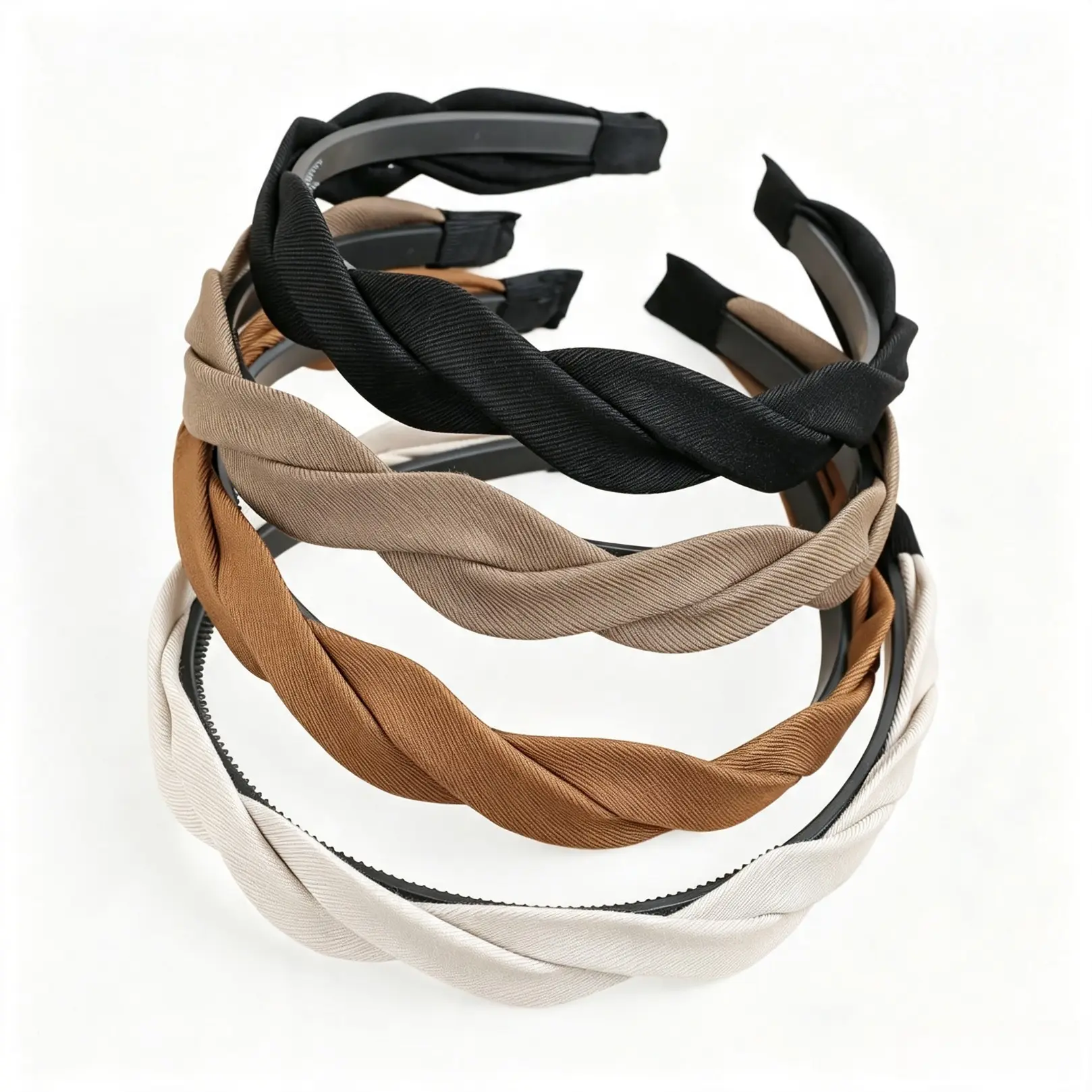 Solid Color Twisted Braided Headband Set, Minimalist Fabric Knotted Hair Accessory With Anti-Slip Teeth, Versatile Neutral Tone Headwear For Women Teen Girls, Soft Texture Headbands For Daily Casual Dating Travel