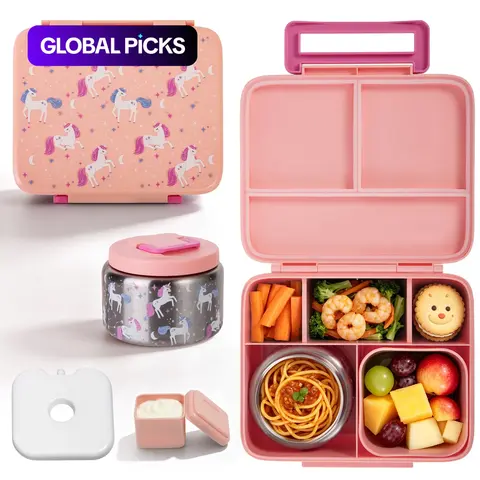 Narrow Lunch Box Set, Bento Lunchbox, Meal Prep Lunch Box, Includes 8oz Soup Bowl, Ice Cube Tray, Sauce Container, Ideal for School Use, Convenient Meal Solution #GLOBAL PICKS