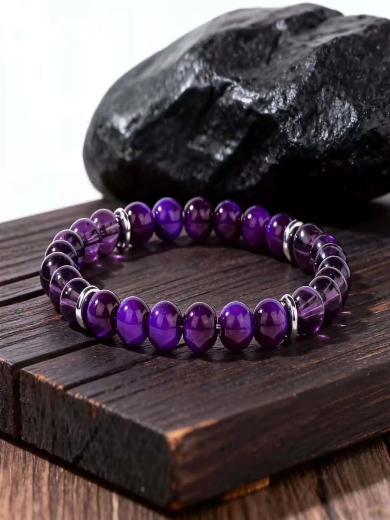 Sleep Aid Stress Relief Anxiety Bracelet, Amethyst Crystal Replica, Handmade Beaded Jewelry, Emotional Balance, Calming Daily Accessory, Healing Crystal Bracelet