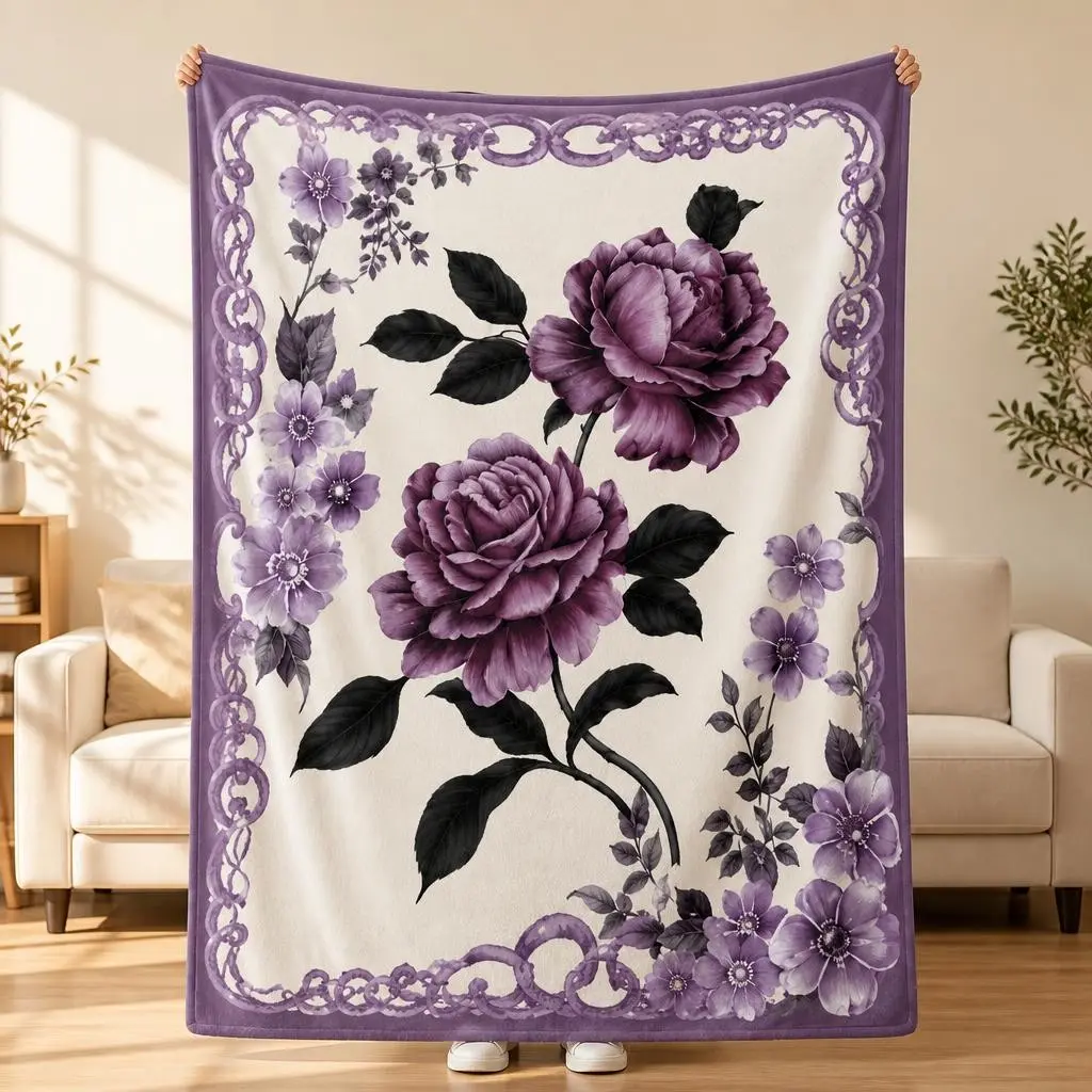 Princess Flannel Blanket, Crown Rose & Bow Print, Soft Cozy Lightweight Warm Throw for Bed Sofa Couch, Birthday Gift for Girls Teens Women