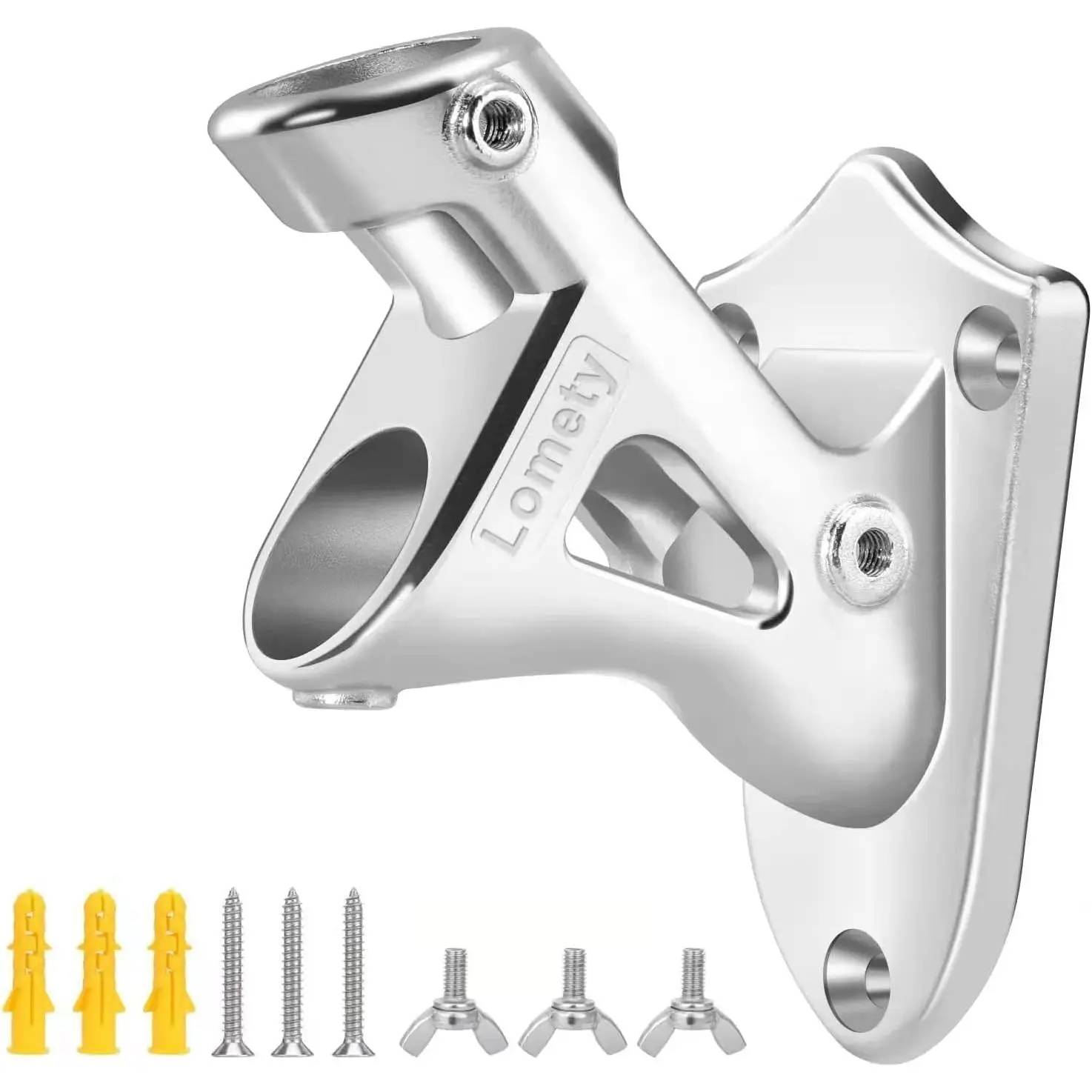 LOMETY Stainless Steel Heavy Duty Flag Pole Holder,Wall Mount House & Estate Flag Pole Bracket, Flag Pole mounting Bracket 2 Positions for 1“ Flag Pole ()