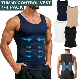 1/2/3/4 Pack Menswear  Shirt Tummy Control Stretchy Compression Breathable Sports Athletic Workout Tank Tops Activewear Smooth Undershirt Gym Vest