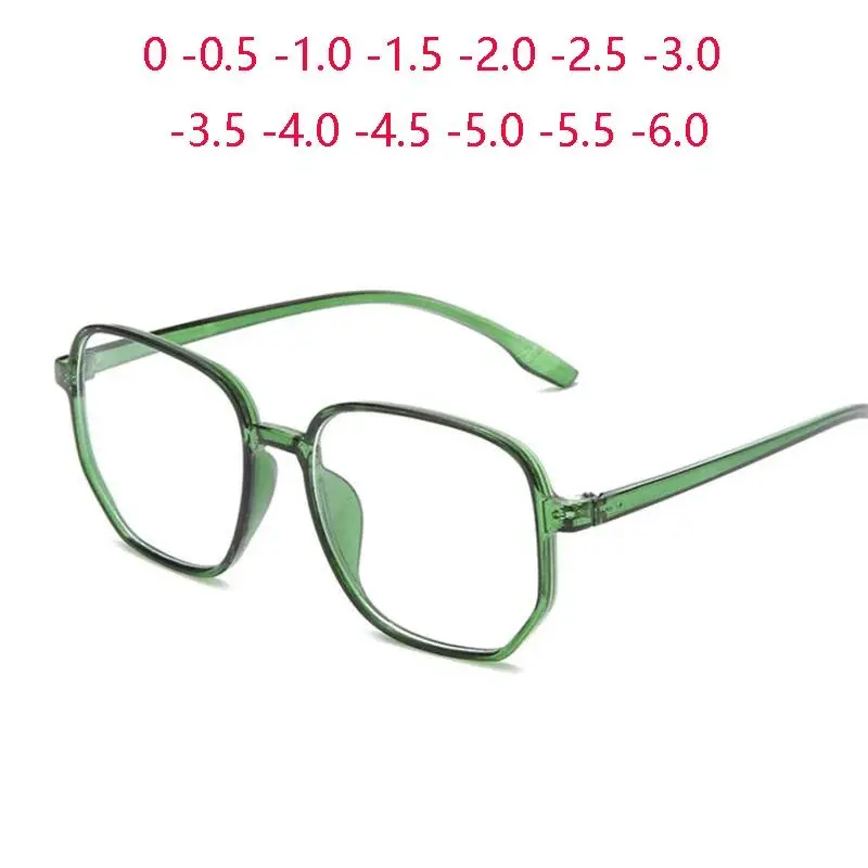 2026 new hot item Polygon Green Frame Blu-ray Blocking Nearsighted Spectacle Male Female Square Myopia Glasses Finished  0 -0.5 -1.0 -1.5 To -6.0