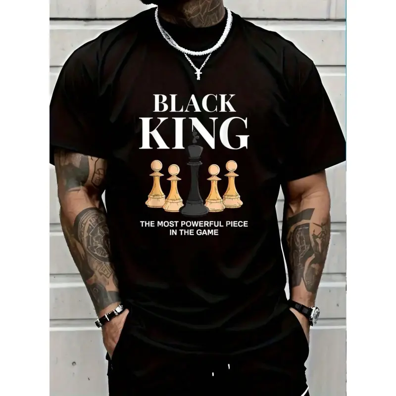 100% Cotton Black King The Most Powerful Piece In The Game Chess T-Shirt