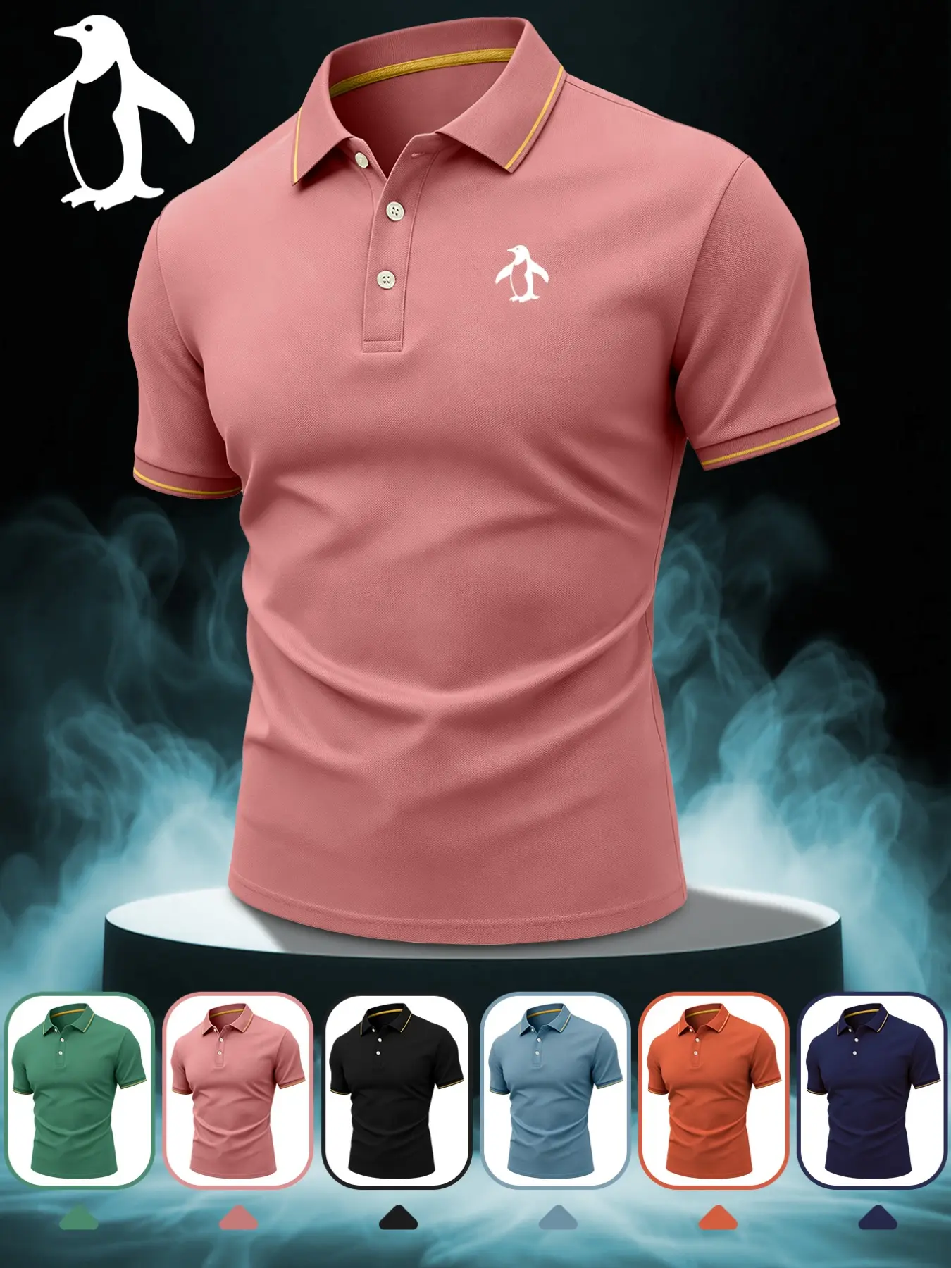 New arrival "Penguin" print men's POLO shirt, fashionable quick-dry breathable fabric golf POLO shirt, polo shirt, versatile for business,, and home multiple scenes, extremely high quality and easy to care for.