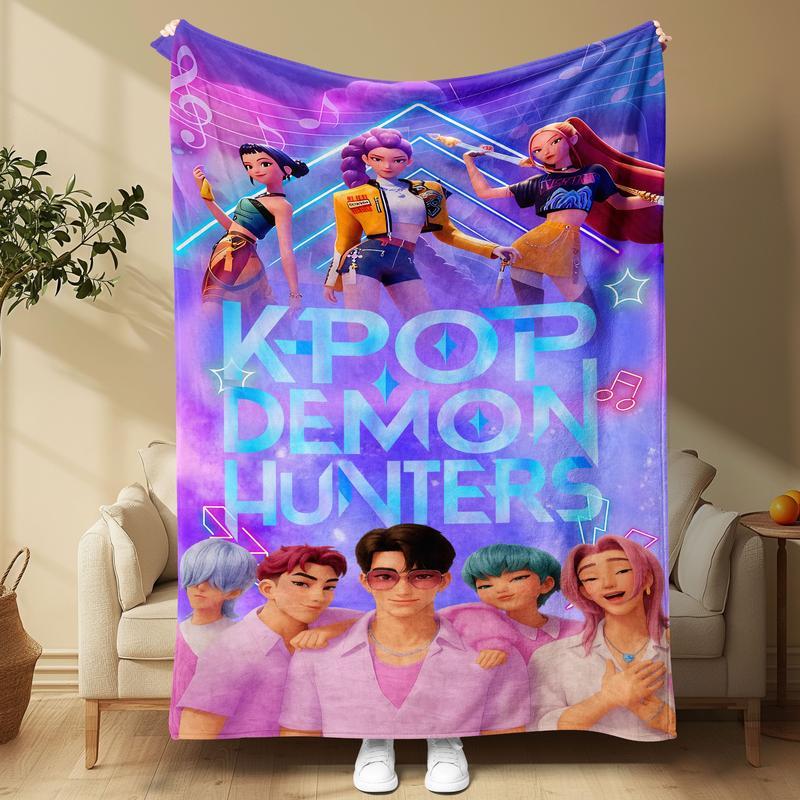K-Pop Demon Hunters Blanket, Soft Warm Trendy Throw for Fans, Perfect Gift for K-Pop Lovers, Decorative Home Accessory