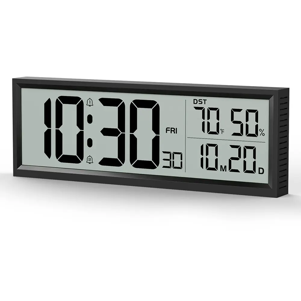 Large Screen LCD Digital Clock, Bluetooth-compatible Auto Calibration Alarm, Auto DST Adjustment, Time/temperature/humidity/date/day Display, Multi-Function Bedroom/living Room Clock, Digital Wall Clock Battery Operated LCD clock