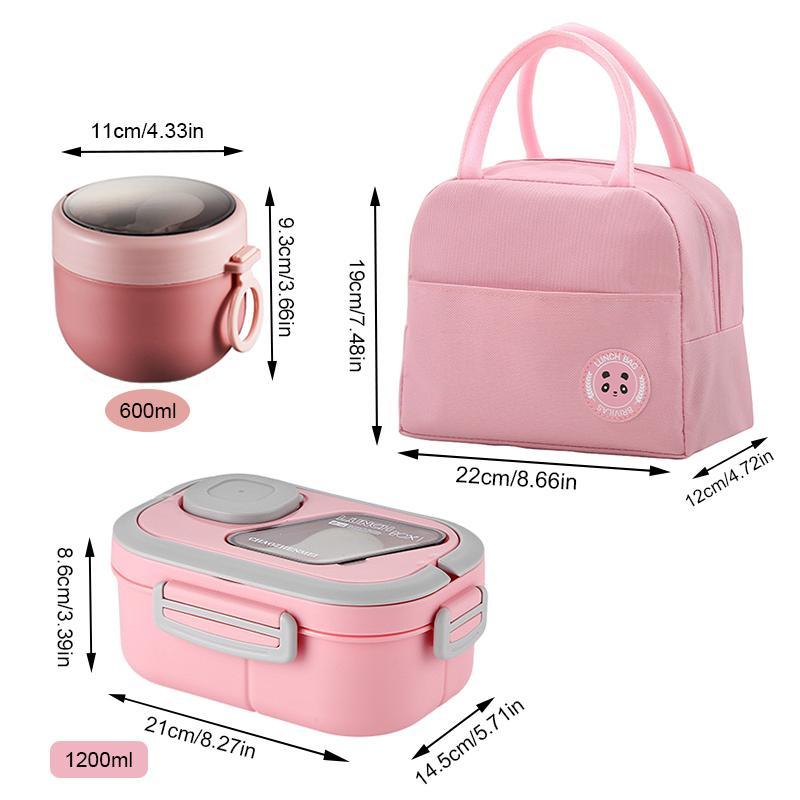 Lunch Box Set, 3 Counts/set Including 1 Lunch Box, 1 Cup & 1 Insulated Storage Bag, Portable Leak-proof Lunch Box for Outdoor Camping Picnic, Suitable for Adults and Teens, 2024 Kitchen Gadgets, Kitchen Microwave Safe Accessories, Fall Decor