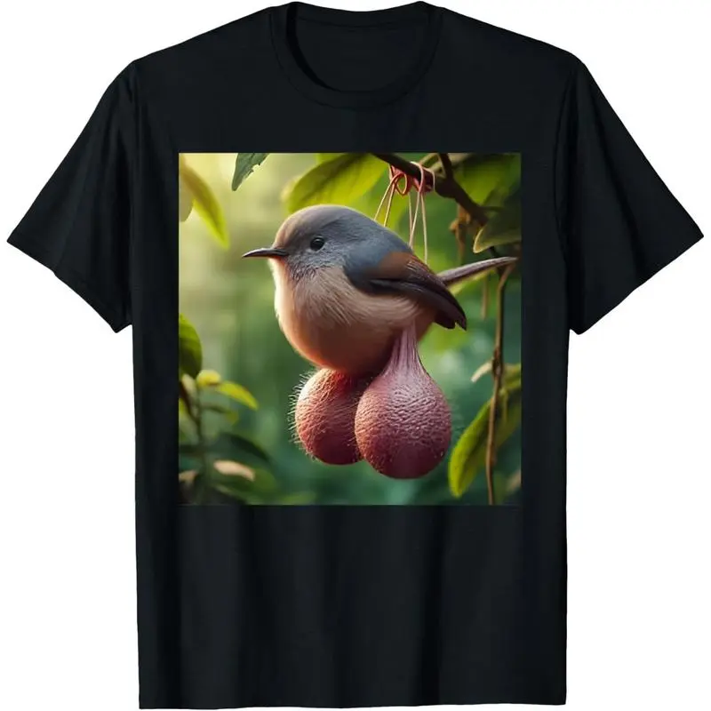 Men's Casual Funny T-Shirt with 'Balls' Bird Meme Graphic Print, Short Sleeve Crewneck Novelty Streetwear Tops