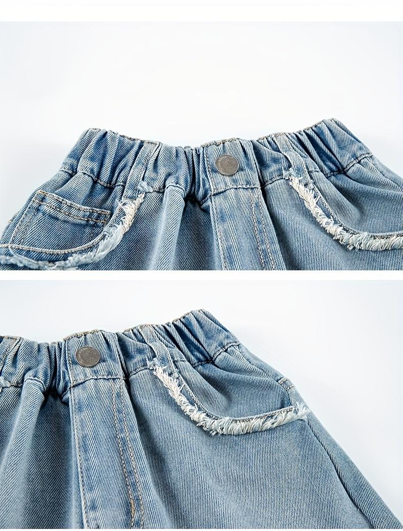 Girls' Butterfly Denim Shorts - 75% Cotton Blend Loose Fit Summer Shorts with Elastic Waistband, Machine Washable Casual Shorts for Teens 12+ Years, Birthday & Eid Gift