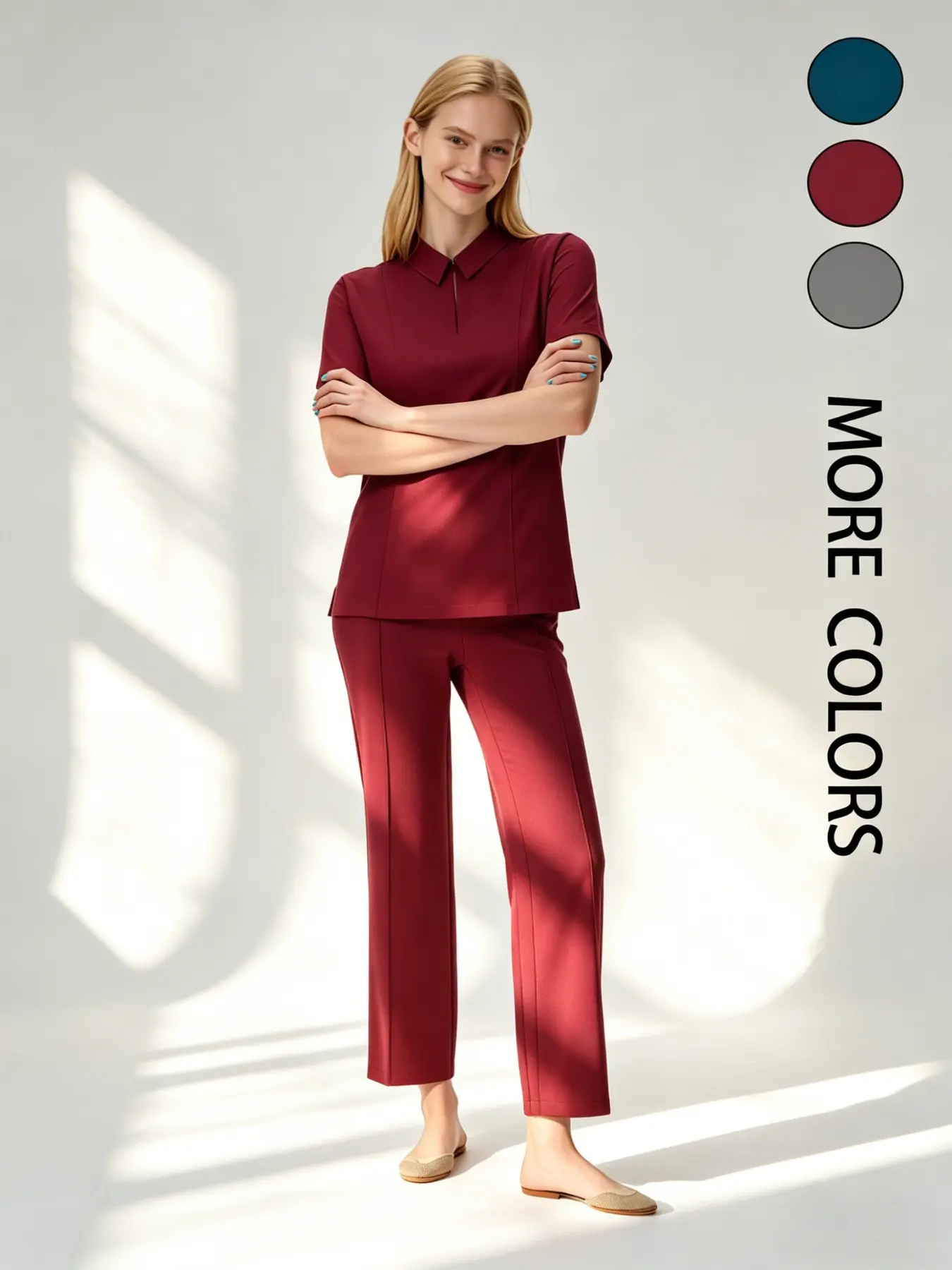 New Unisex Solid Color V-Neck Stand Collar Fashion Uniform, Soft Skin-Friendly Medical Surgical Gown, Anti-Wrinkle Easy Wash Daily Wear Specially Designed For Medical Staff
