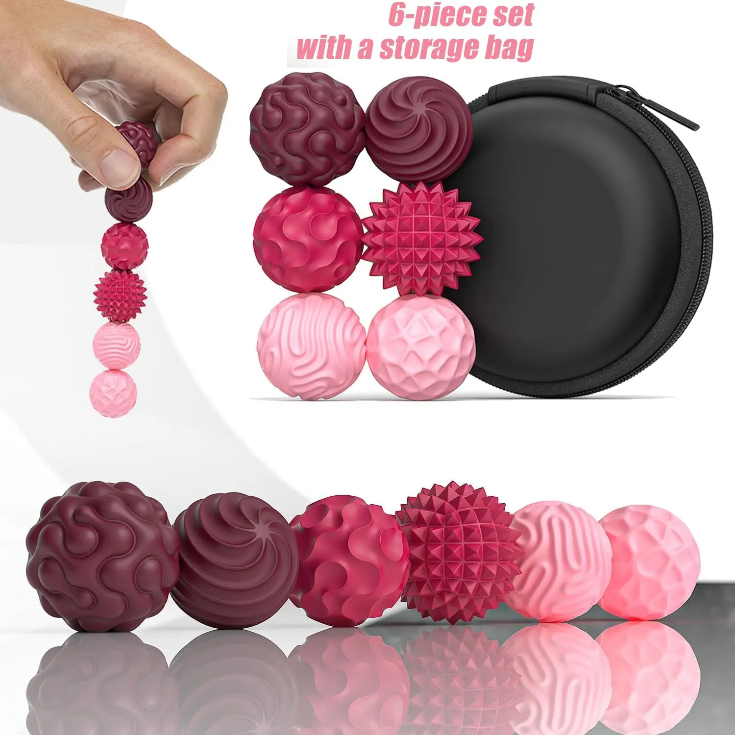 Silicone Magnetic Balls,6 PCS Stress Relief Fidgeting Multi-Colored Ball for Autism ADHD Anxiety,Fidget Toys for Kids Adults, Anxiety Fidgets, Quiet Office Desk Toy with Texture, Massage Balls for Hands, Gifts for Teens