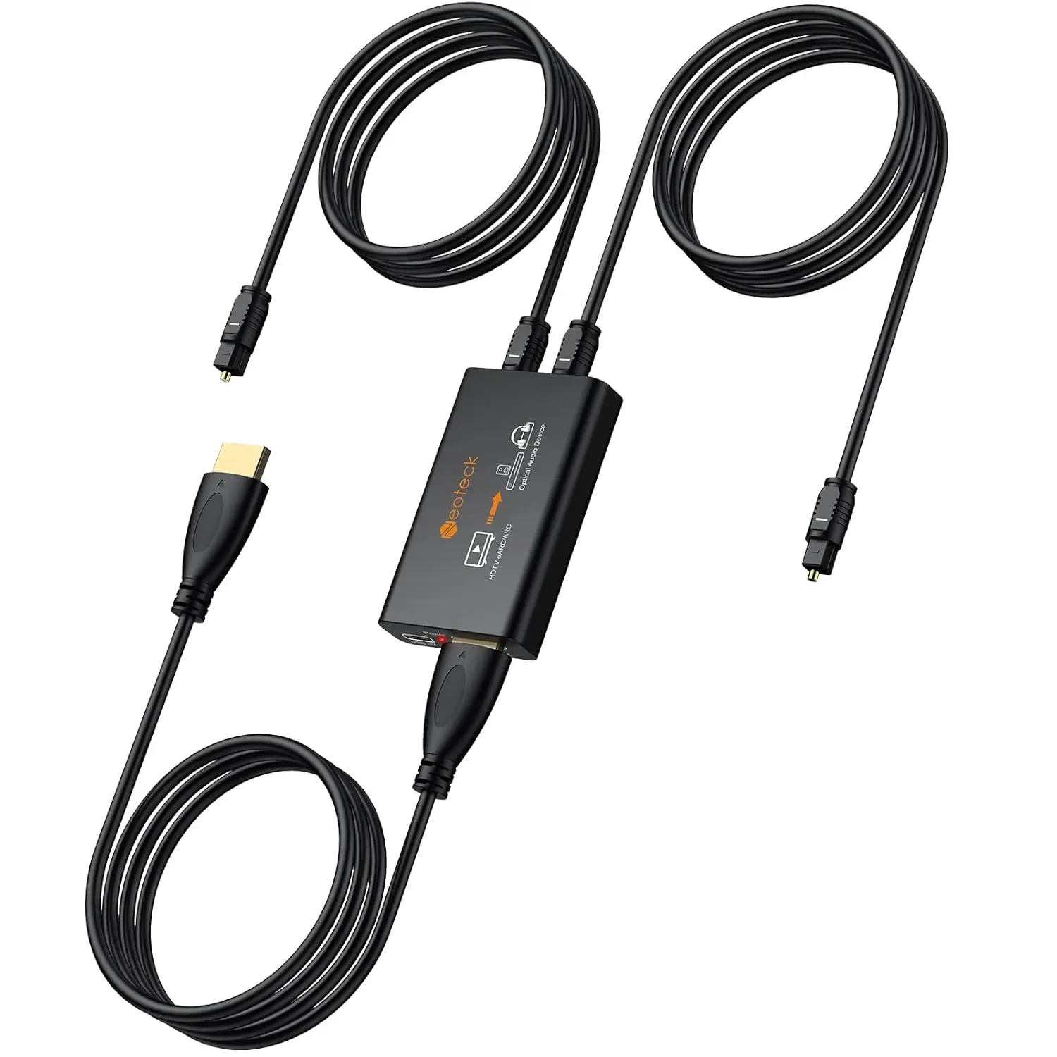 Neoteck 1-in-2-out ARC/eARC Audio Extractor, HDMI ARC Audio to Optical Extractor with Supports PCM 2.0, Dolby 5.1, DTS 5.1, 24bit/192kHz, Plug and Play, for TV, Home Cinema & Legacy Audio Systems