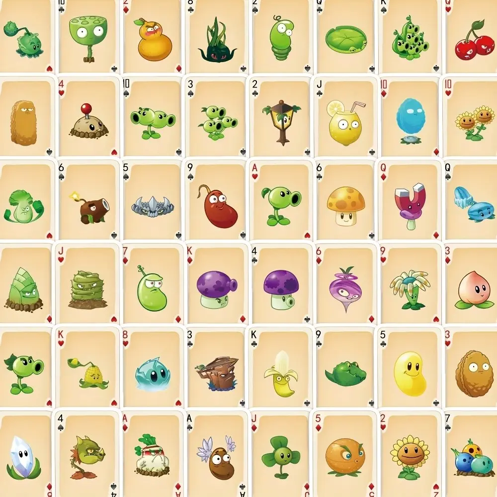 Plant Vs Zombie Poker Style Stickers, 5 Packs X 54pcs, 270pcs Total, Creative Game Decorations for Luggage and Desktop