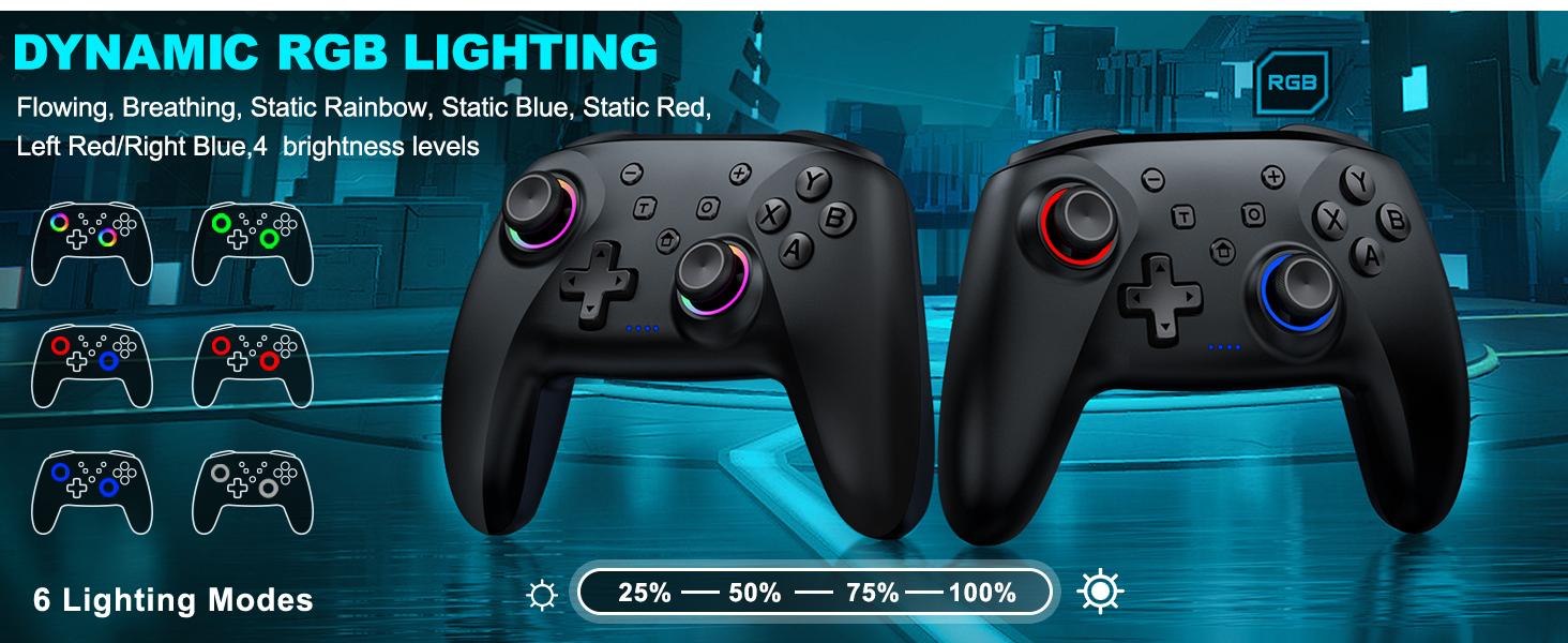 Wireless Switch Pro Controller with Charger for Nintendo Switch 2/Switch OLED/Lite, Hall Effect PC Game Joysticks/iOS/Android Remote Accessories Interactive Gaming Figures