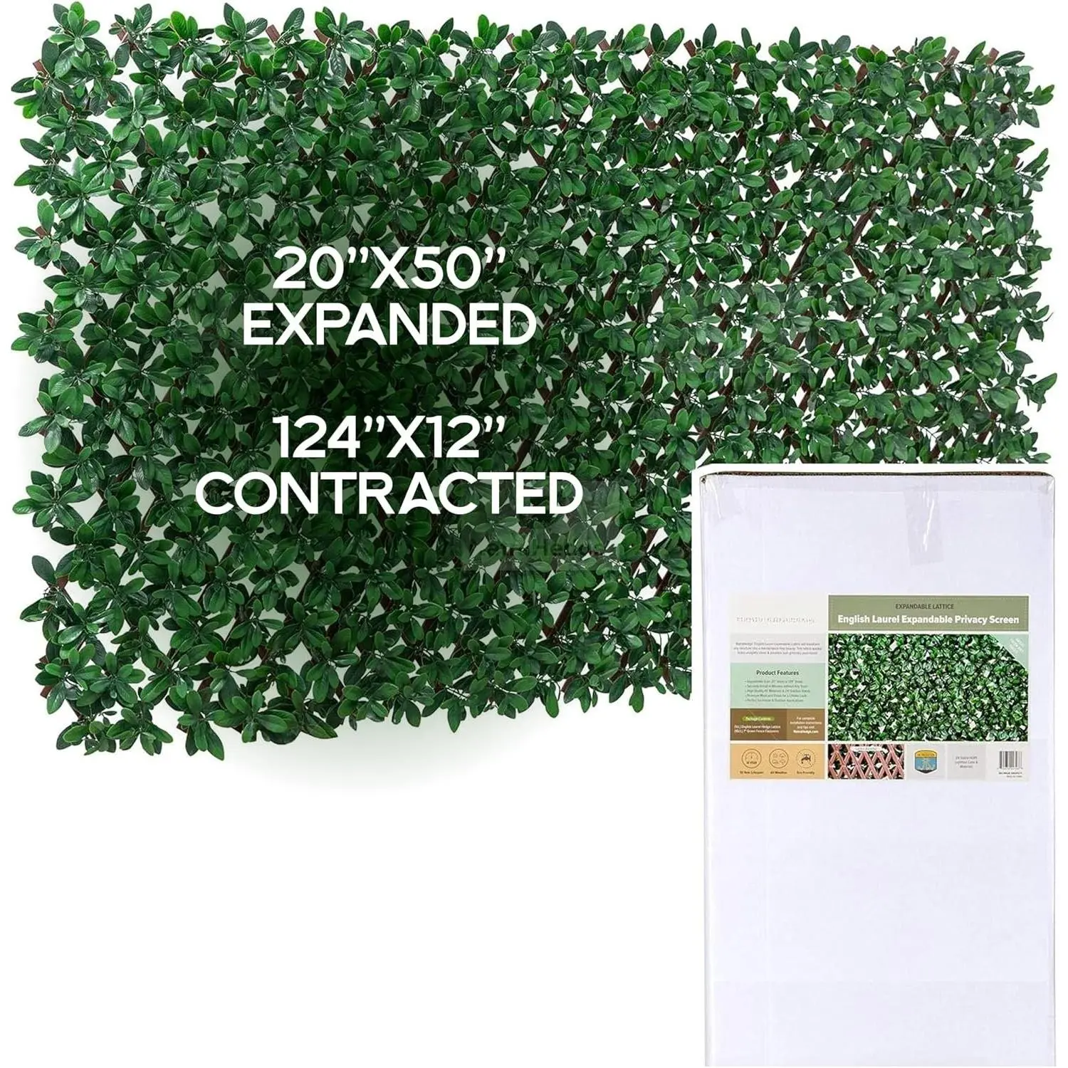 20''X50'' Artificial  Grass Wall Decor, Ficus Leaf, Faux | Trellis, Expandable lattice Panels for Indoor, Outdoor, Garden And Balcony Greenery Wall Fence Screen |