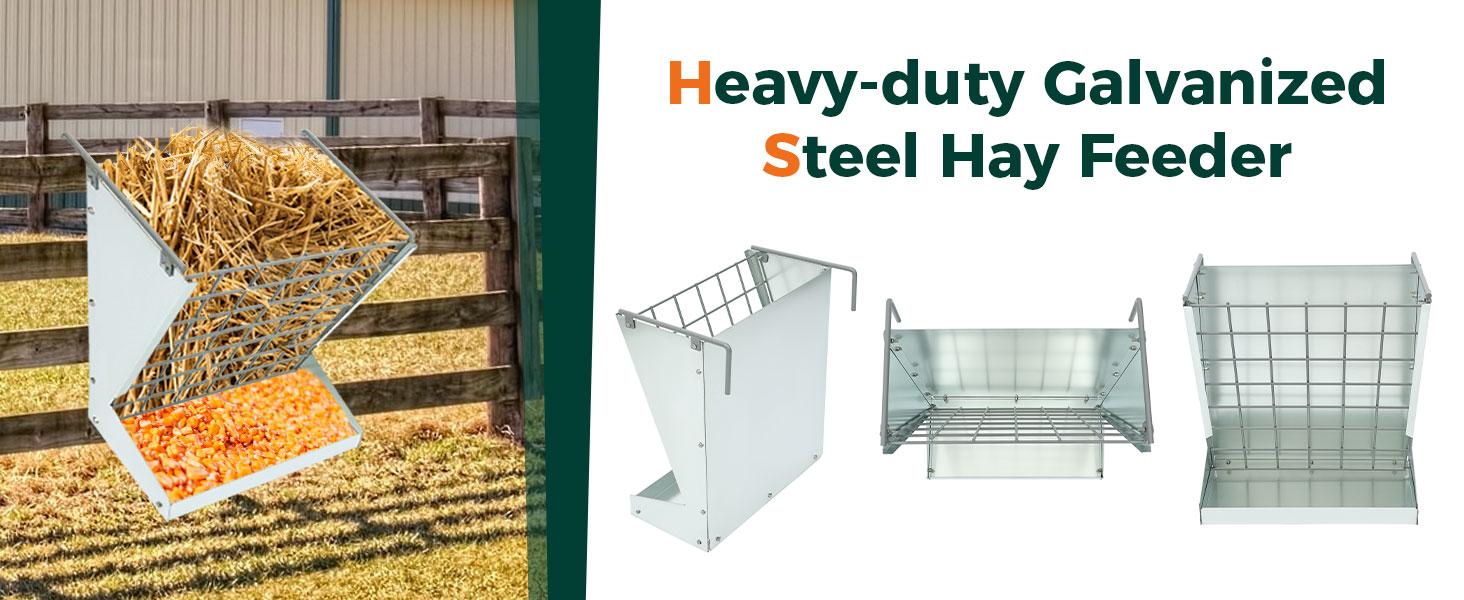 Hay Feeder 2 in 1 Hay Rack Wall Mount Goat Horse Feeders,Heavy Duty Galvanized Steel Hanging Feeders for Farm Livestock Goat Sheep Grain Indoor Outdoor Uses Hay Feeder 2 in 1 Hay Rack Wall Mount Goat Horse Feeders,Heavy Duty Galvanized Steel Hanging Feeders for Farm Livestock Goat Sheep Grain Indoor Outdoor Uses
