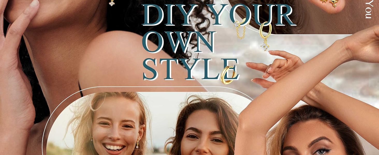 （ Not Sold In Pairs）Jstyle 25 Pcs Single-Earrings Hypoallergenic Earrings for Sensitive Ears Surgical Stainless Steel Earrings for Women Dainty Flat Back Earring Studs Hoop Cartilage Earring