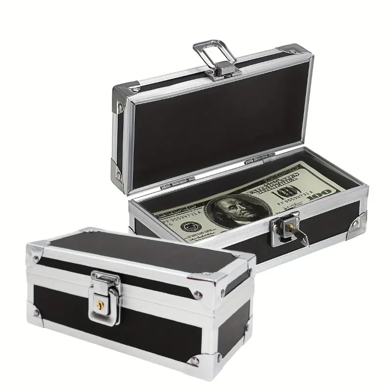 Cash Box with Lock, Aluminium Alloy Money Box for Cash Lockable Money Storage Box, Penny Bank for Collector, Drug Box Safety Protection, Storage Boxes for Drugs, Jewelry, Cosmetics, Etc, Security Lock Box