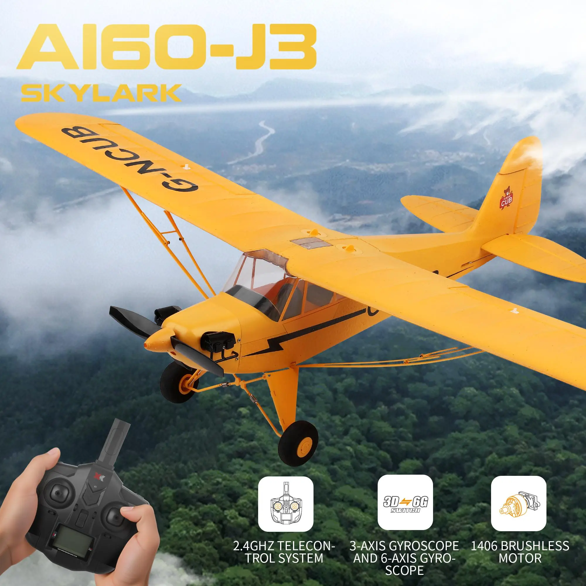 1406 Brushless 3D-6G Gyroscope RC Plane, 2.4GHz Control System, 12-Min Flight Time, Anti-Loss System, Auto Return, Beginner-Friendly Remote Control Toy, Outdoor Unisex Gift, Realistic Detachable Wings for RC Hobbies