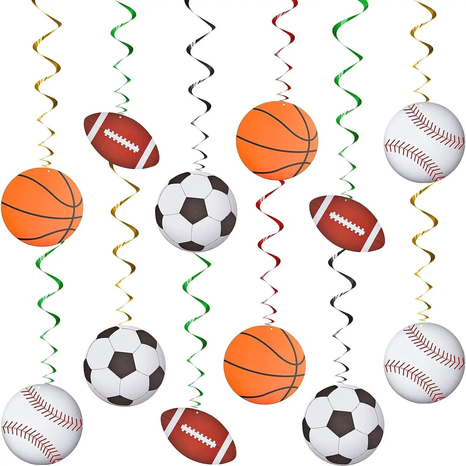 48 Pieces Sports Hanging Swirl Decorations Ceiling StreamersGift