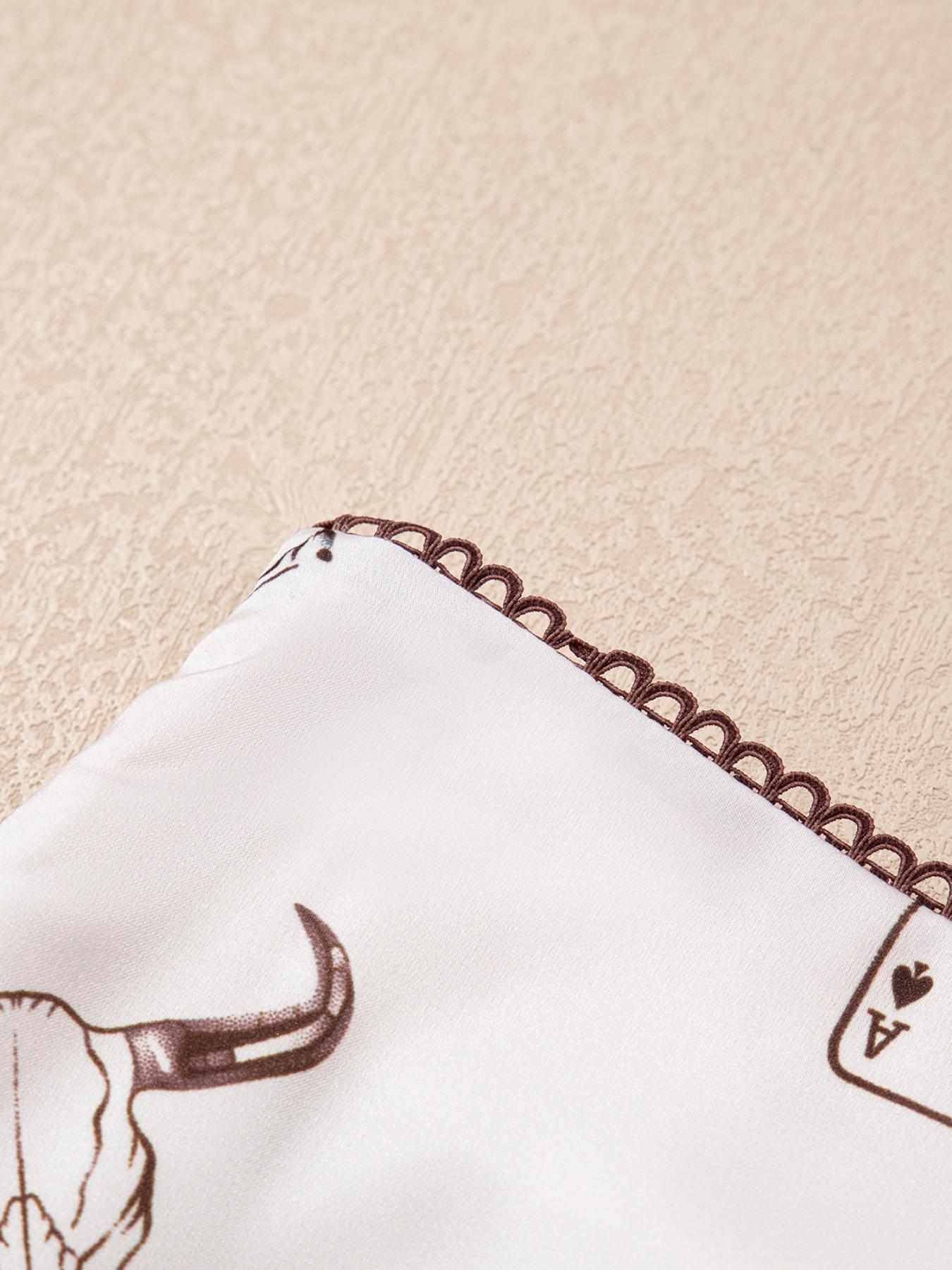 Women's Casual Western Style Satin Long Skirt, High-Waisted Fitted Print Design, All-Season Wearable, Perfect for Vacation & Daily